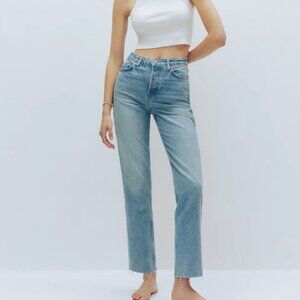 Cynthia High Rise Straight Cropped Jeans in shade Kenai